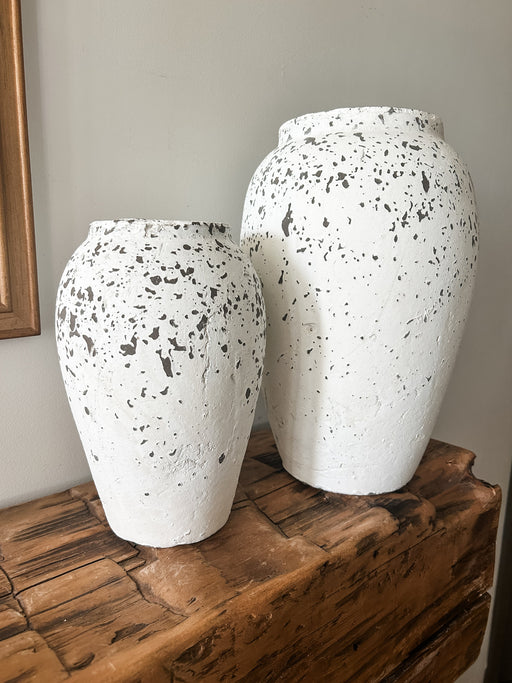 Brown & White Textured Terracotta Vases- Assorted Sizes