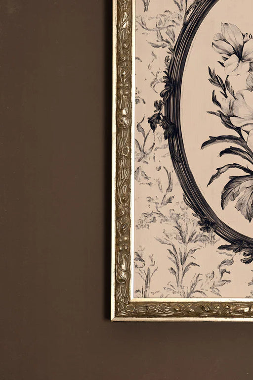 Floral Motif Silver Framed Art
