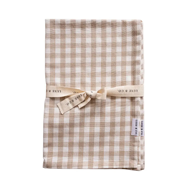 Beige Gingham Kitchen Towel Set