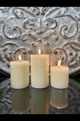 Ivory Classic Trio Battery Operated Pillar Set