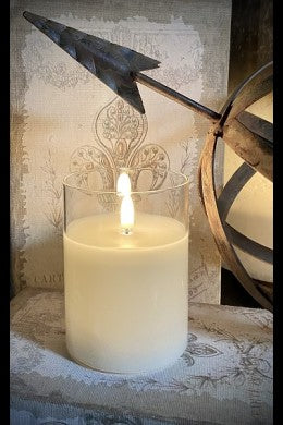 Ivory Glass Battery Operated 3x5 Pillar Candle