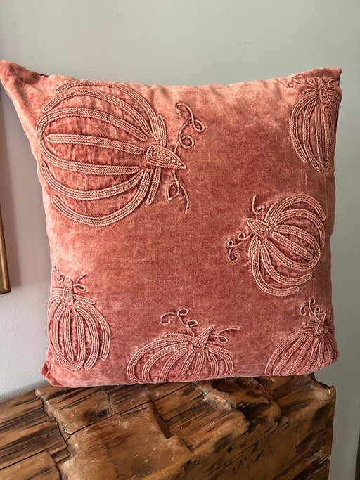 Burnt Orange Velvet Pumpkin Pillow