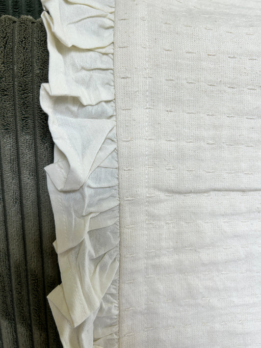 Cream Ruffle Throw Blanket