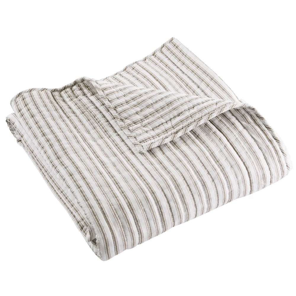 Taupe Tobago Stripe Quilted Throw Blanket
