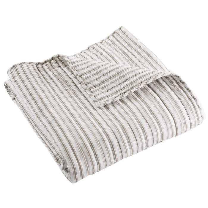 Taupe Tobago Stripe Quilted Throw Blanket