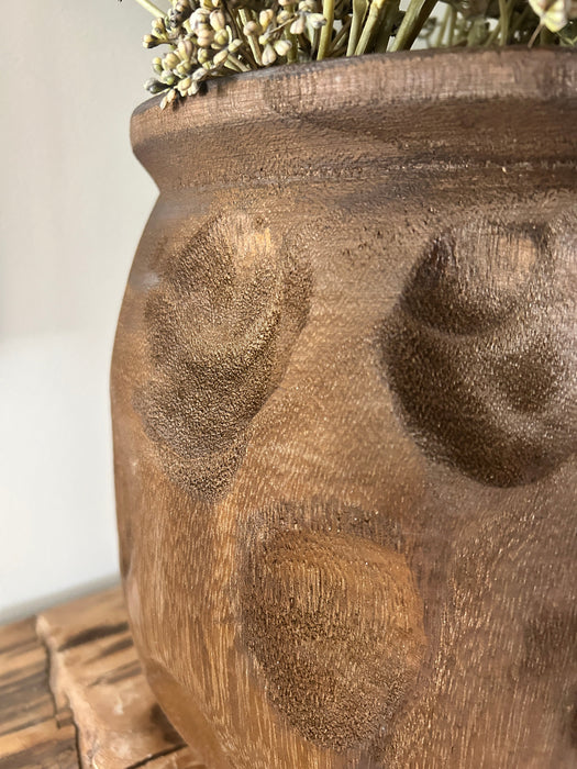 Dark Brown Wood Dot Vase