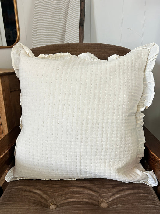 Cream Ruffle Pillow- 24" x 24"