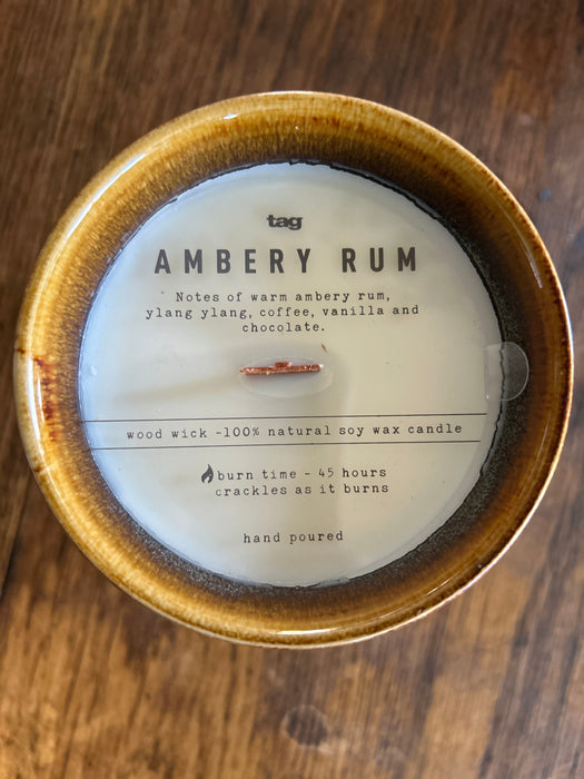 Ambery Rum Soy Woodwick Candle