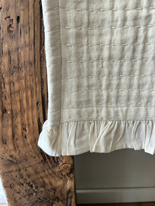 Cream Cotton Gauze Ruffle Runner- 109”