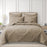 Muslin Floral Stitch Taupe Bedding Quilt Set