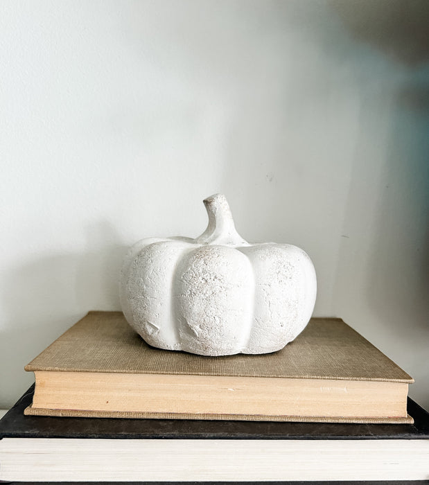 Mini White Terracotta Pumpkin