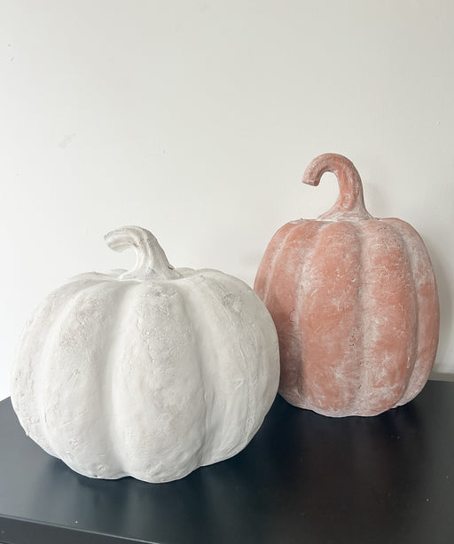 Large White Terracotta Pumpkin