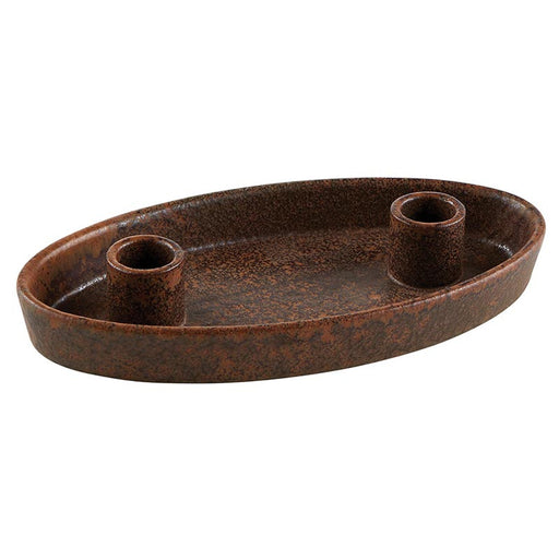Brown Dual Taper Candle Holder