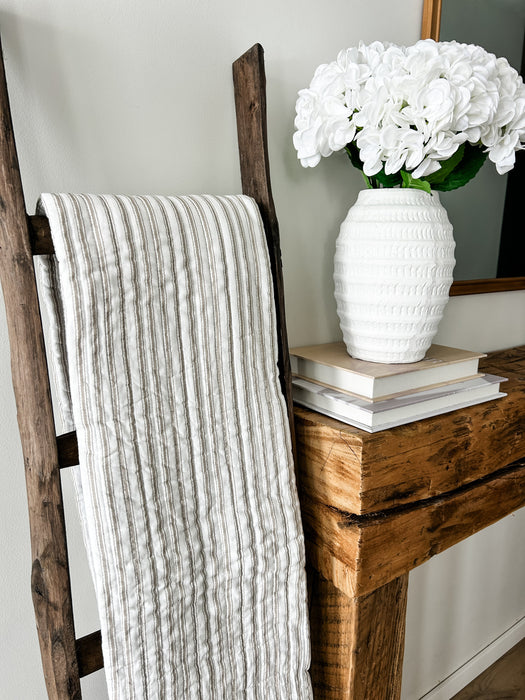 Taupe Tobago Stripe Quilted Throw Blanket