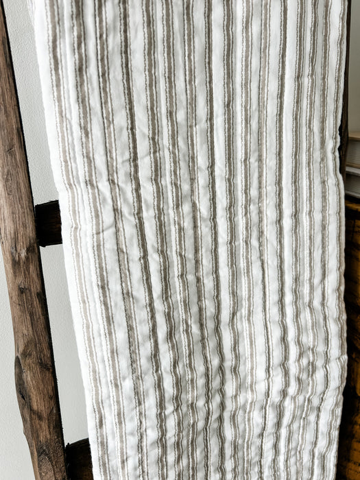 Taupe Tobago Stripe Quilted Throw Blanket