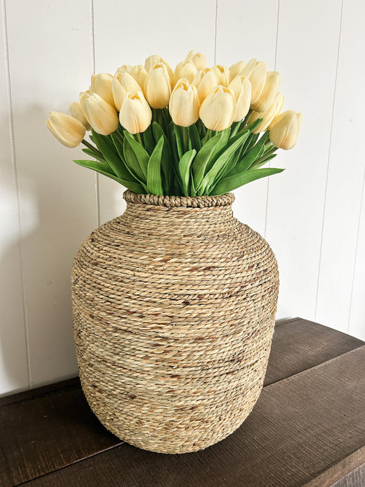 Oversized Seagrass & Iron Vases Assorted