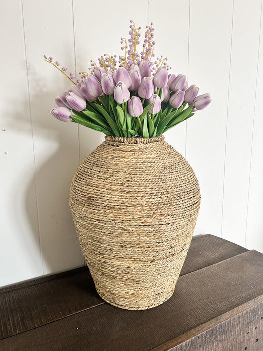 Oversized Seagrass & Iron Vases Assorted