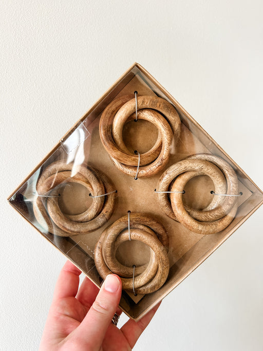 Mango Wood Napkin Rings Set of 4