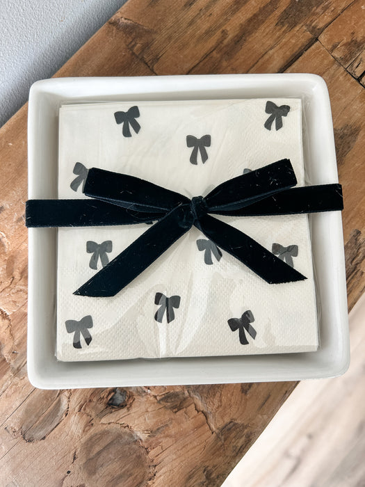 Ribbon Napkin & Ceramic Tray Hostess Gift