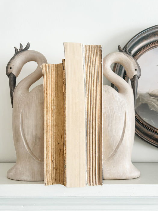 Hand Painted Heron Bookend Set
