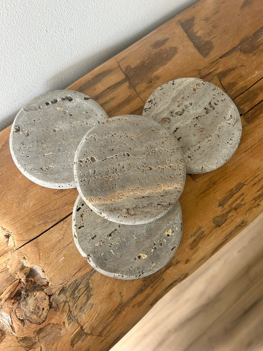 Grey Travertine Coaster Set