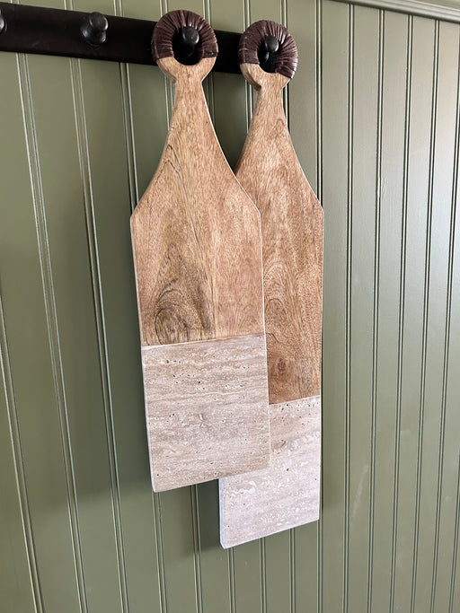 Mango Wood & Travertine Colour Blocked Serving Boards