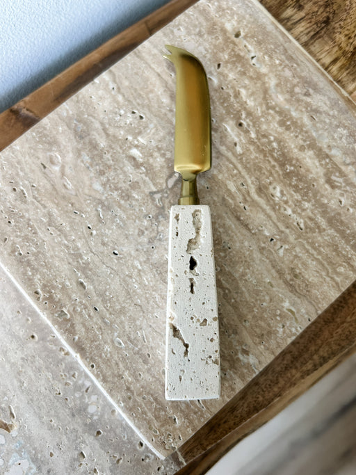 Marble & Travertine Brass Plated Cheese Utensils Assorted