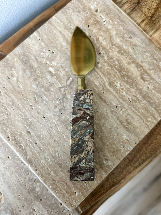 Marble & Travertine Brass Plated Cheese Utensils Assorted