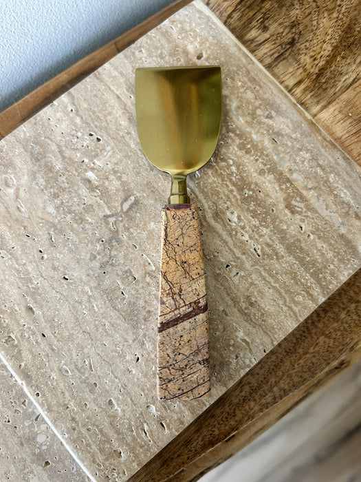 Marble & Travertine Brass Plated Cheese Utensils Assorted