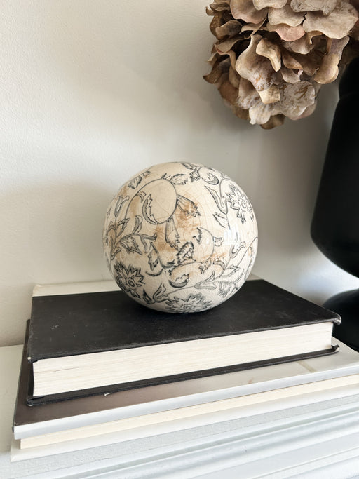 Charcoal Floral Heirloom Decorative Ball