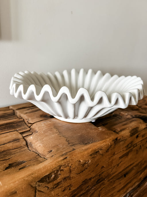 Matte White Ruffle Wave Bowl
