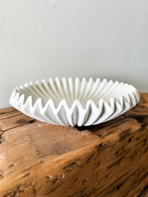 Matte White Ruffle Bowl