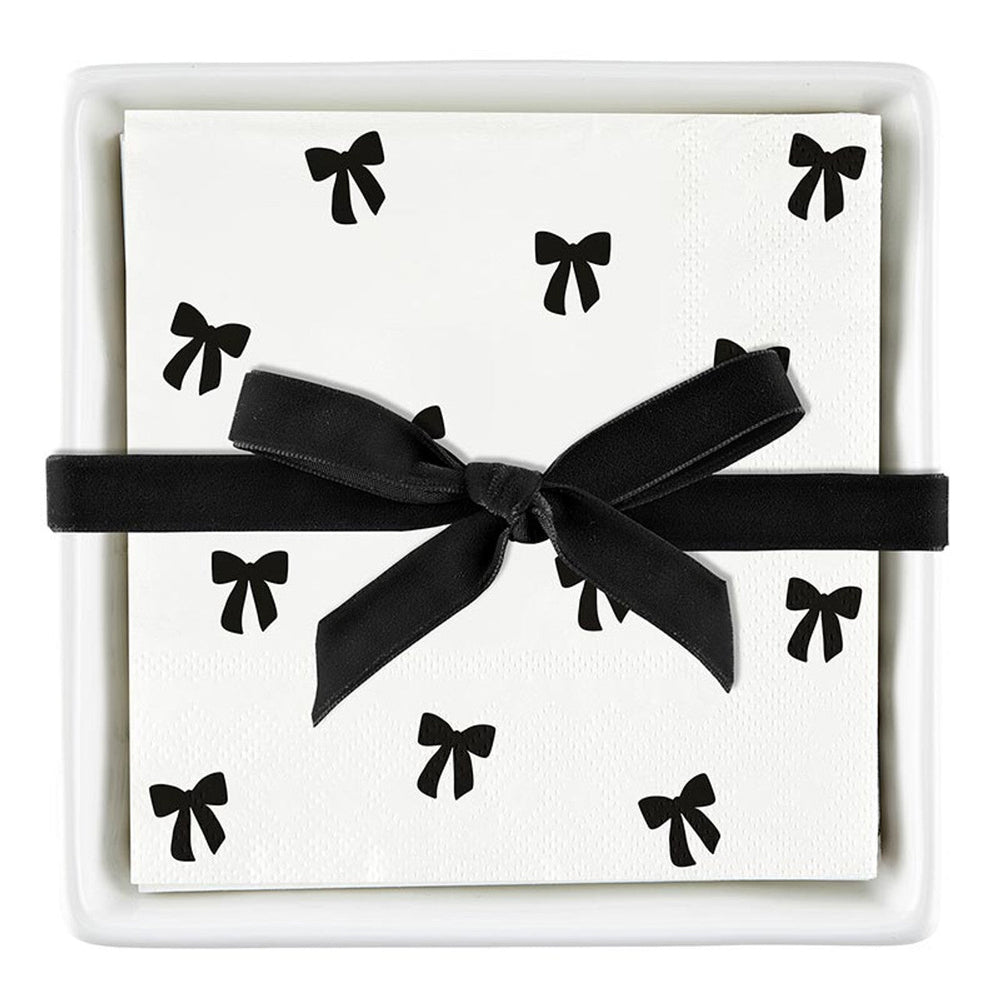 Ribbon Napkin & Ceramic Tray Hostess Gift