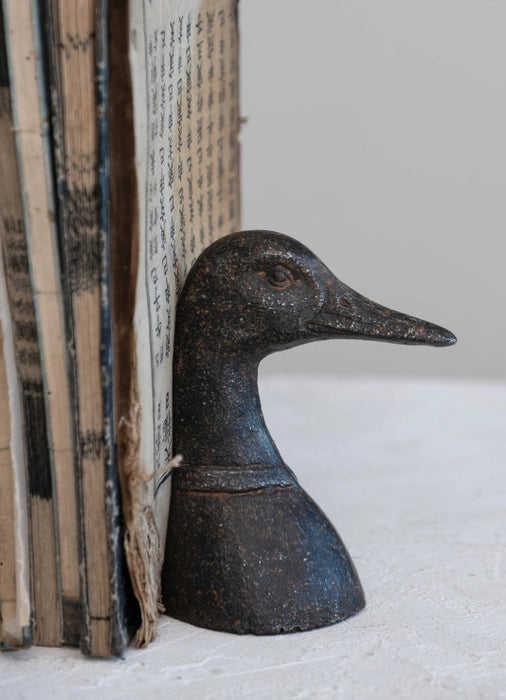 Cast Iron Duck Head Bookend Set