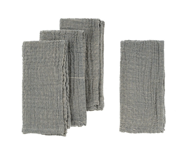 Navy Striped Double Cloth Napkin Set of 4