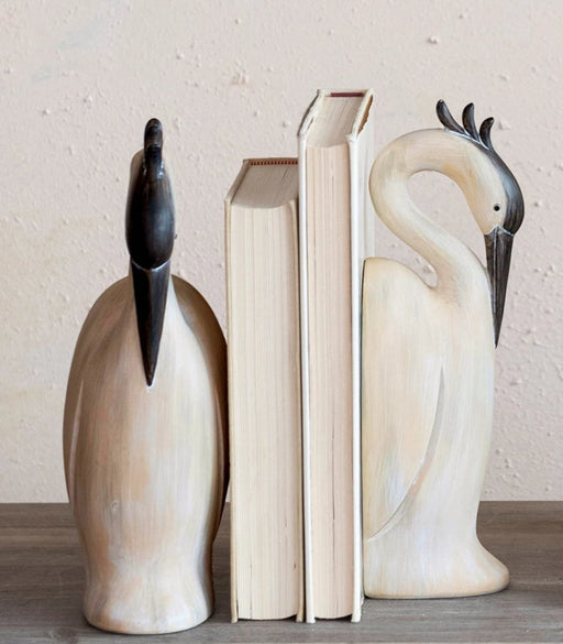 Hand Painted Heron Bookend Set
