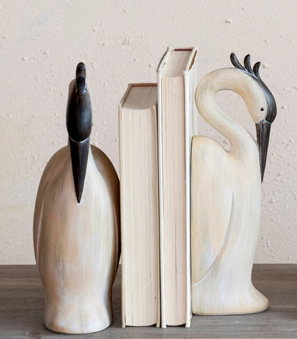 Hand Painted Heron Bookend Set