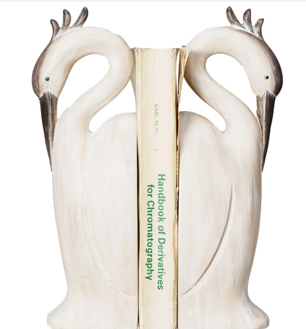 Hand Painted Heron Bookend Set