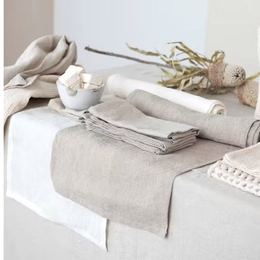 Natural Stonewashed Linen Runner- 108"
