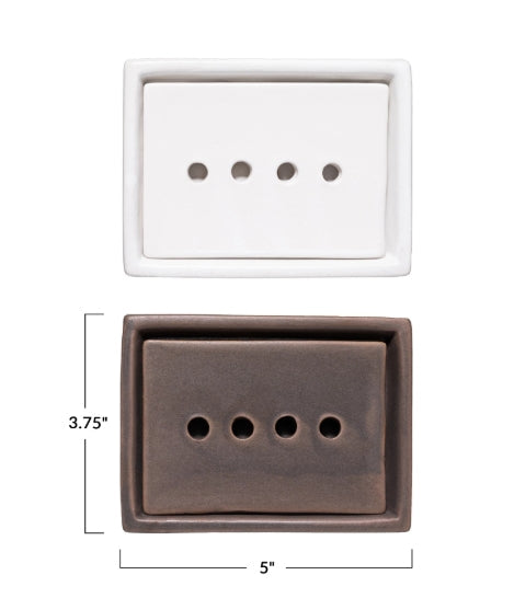 Rectangle Stoneware Soap Tray Assorted Colours