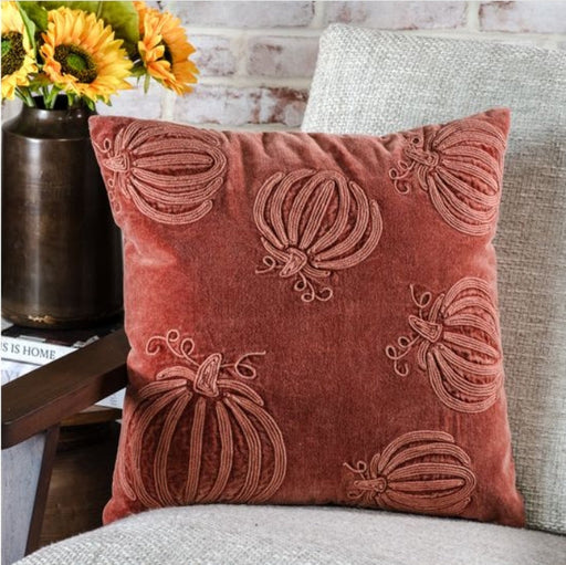 Burnt Orange Velvet Pumpkin Pillow