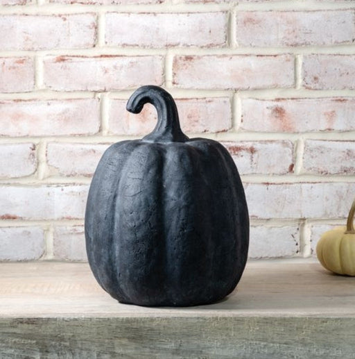 12"H Black Terracotta Pumpkin