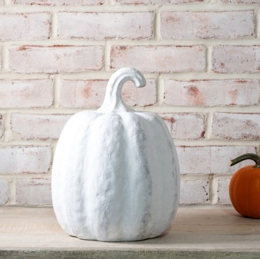12"H White Terracotta Pumpkin