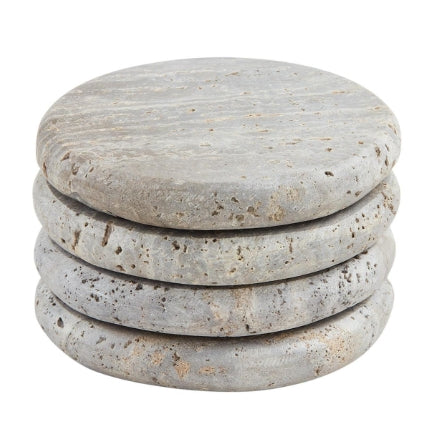 Grey Travertine Coaster Set