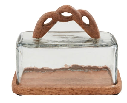 Twisted Handle Mango Wood Butter Dish
