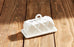 White Ceramic Bamboo Inspired Butter Dish