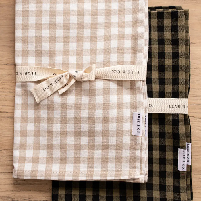 Beige Gingham Kitchen Towel Set