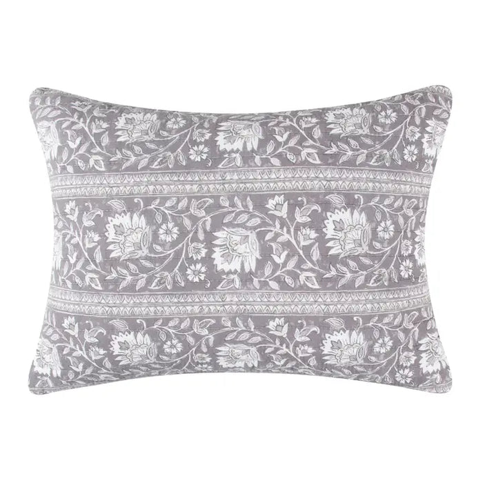 Grey Lirelle Quilted Pillow