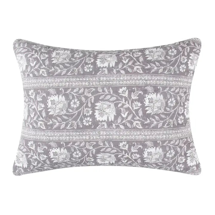 Grey Lirelle Quilted Pillow