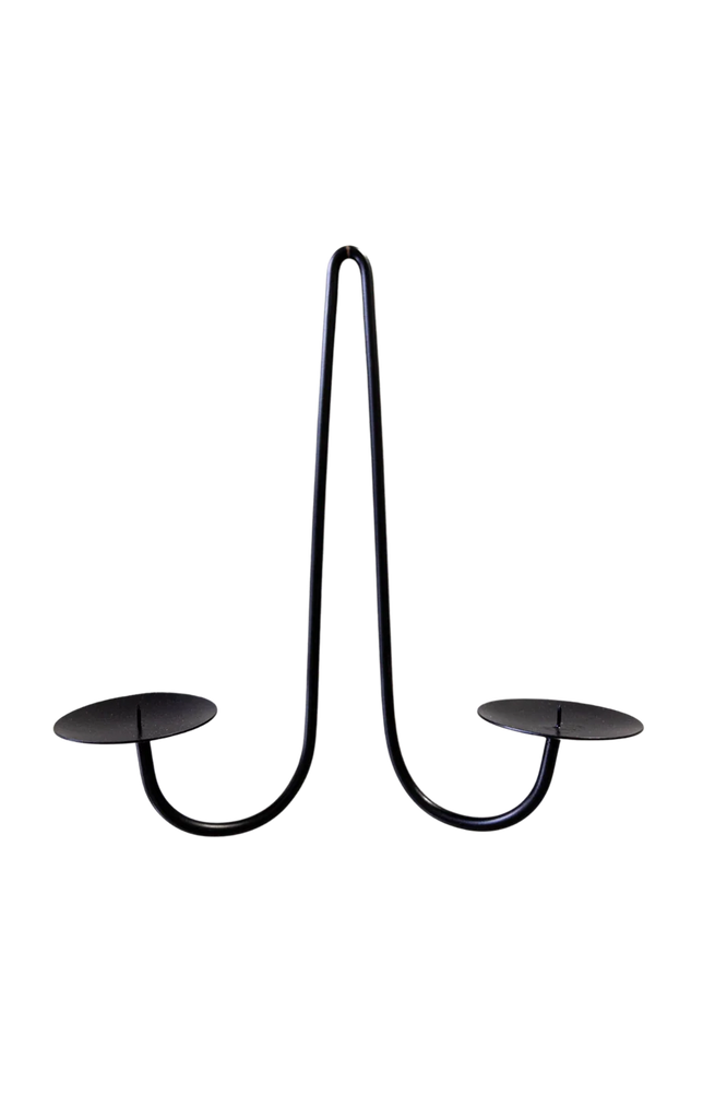 Black Iron Dual Candle Sconce